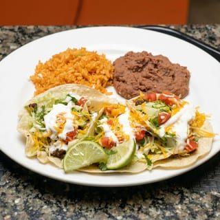 3 Flour Tacos, Rice & Beans