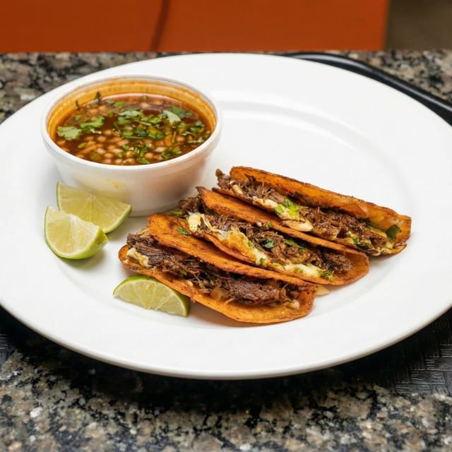 3 Birria Tacos & Consome (Only Authentic).
